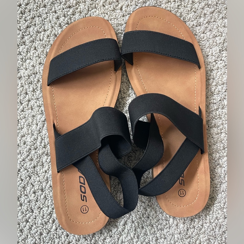 💎Soda Black and Brown Casual Sandals